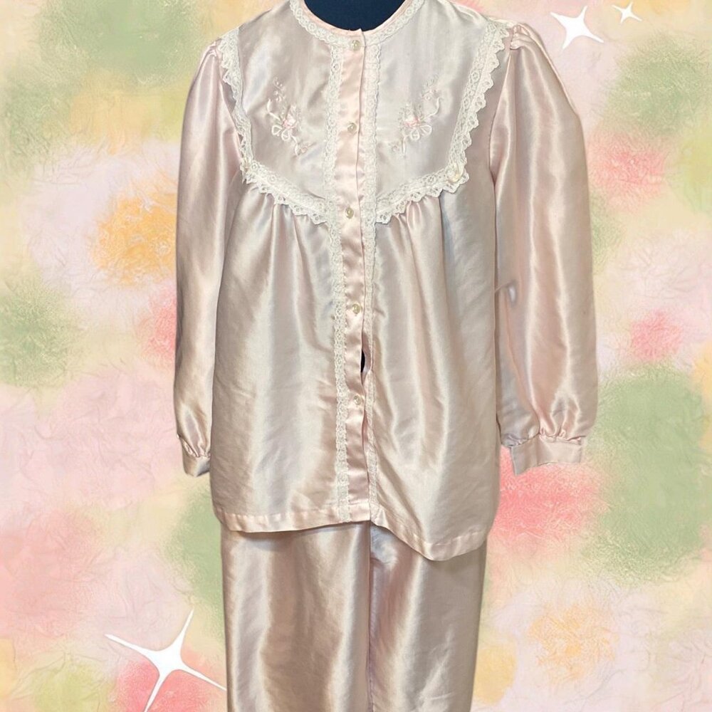 VTG Barbizon baby pastel pink silky pajama set